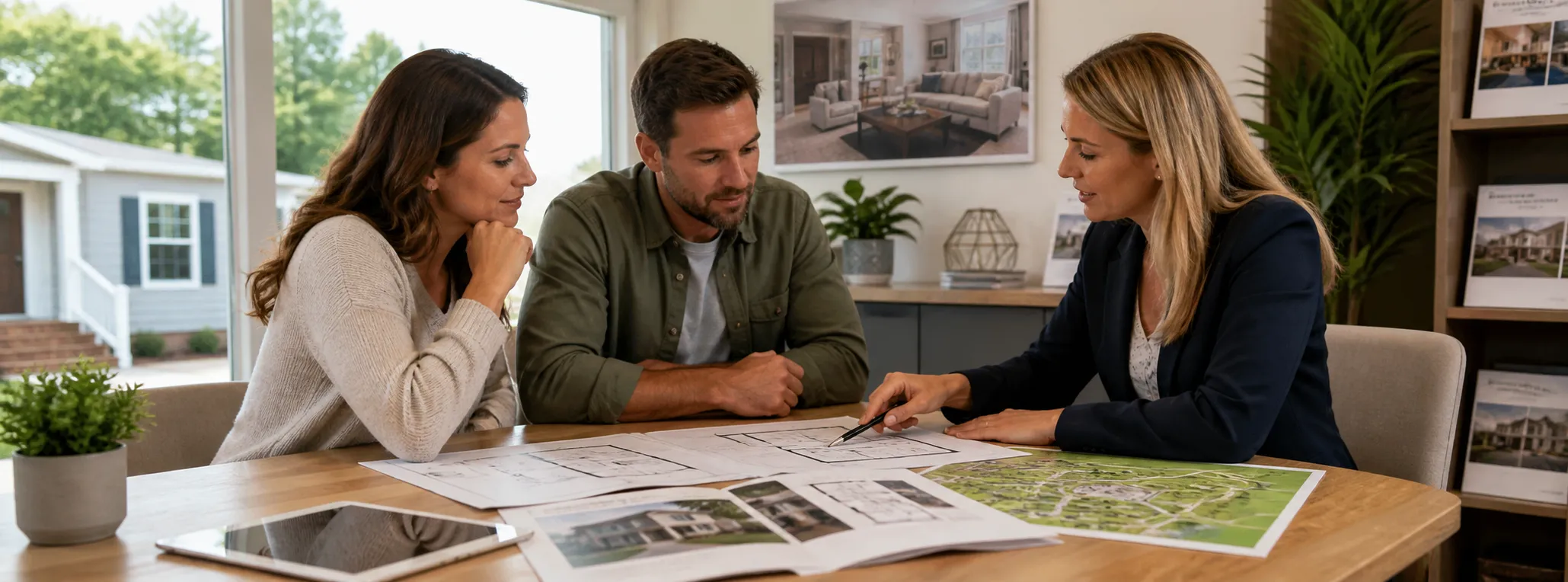 South Carolina home buyer comparing manufactured home floor plans and land options