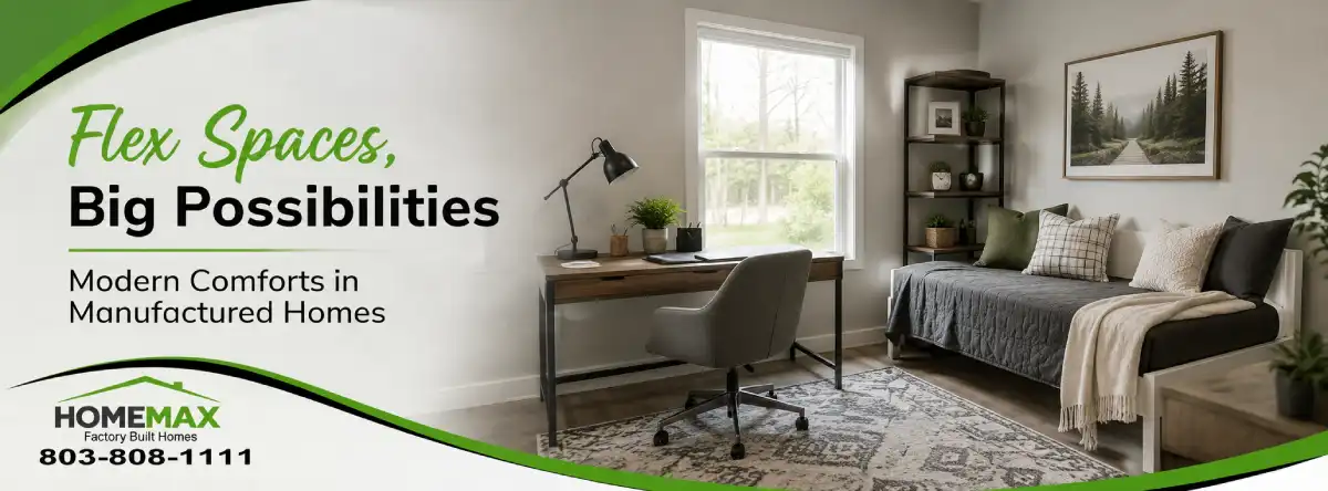 Flexible room inside a manufactured home used as a home office and guest space